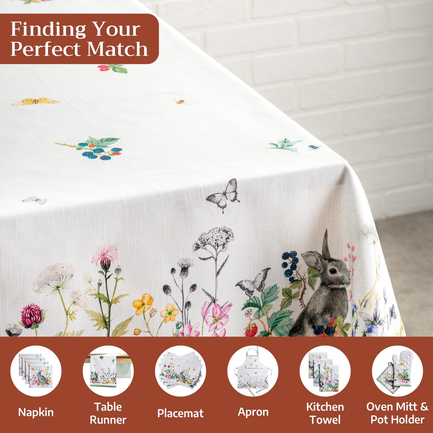 Maison d' Hermine Table Cloth Square Table 100% Cotton 54 x 54 Inches Tablecloth Reusable Decorative for Dining Kitchen Room Farmhouse Home Gifts for Mothers Day Spring Summer - Printemps