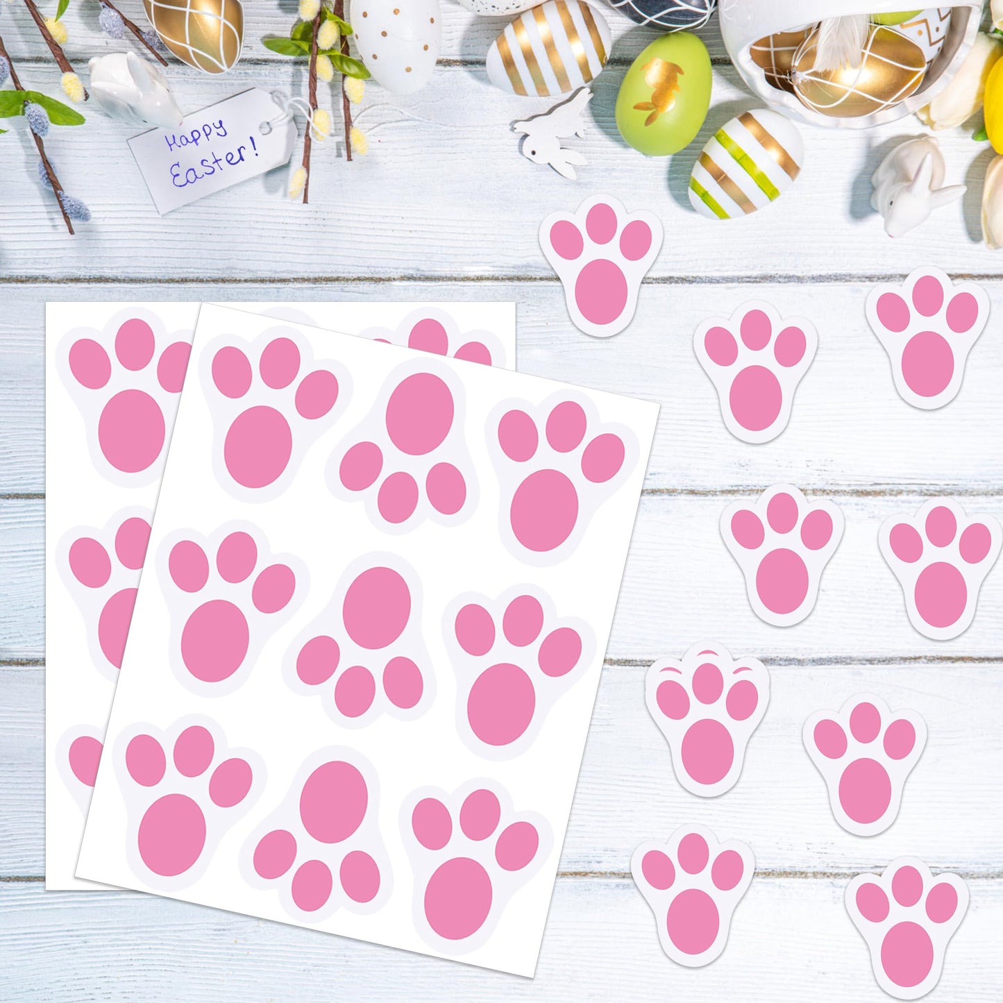 Wonmon 360 PCS Easter Bunny Paw Prints Stickers for Envelopes, Bunny Feet Stickers Rabbit Paw Sticker for Envelope Seals Crafts Easter Gifts Greeting Cards Bottle Laptop Party Decorations