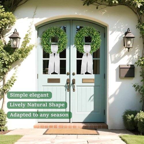 Boxwood Wreaths - 20'' Artificial Spring & Summer Wreath for All Seasons | Farmhouse & Wedding Decor