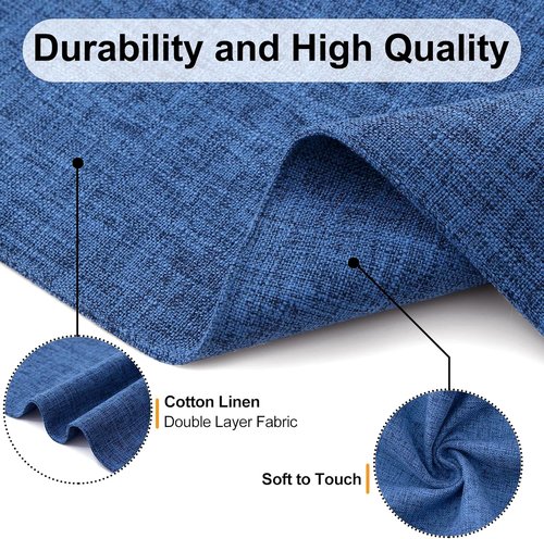 Homaxy Cloths Placemats for Dining Table Set of 4, Heat Resistant Washable Cotton Linen Blend Table Mats, Easy to Clean Place Mats for Indoor Outdoor Party Kitchen Decoration, 13" x 18", Blue
