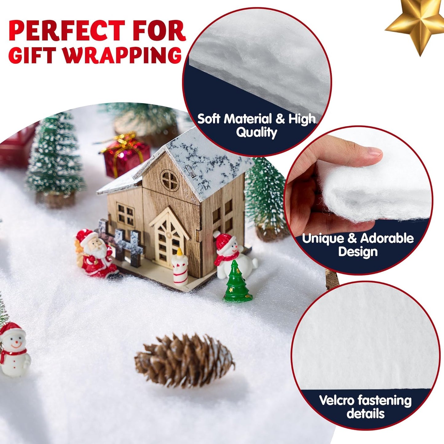 JOYIN Christmas Snow Blanket Roll - Thick White Soft Fake Snow Cover for Holiday Decor | 15In x 10Ft, 2PCS