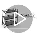 ThreeHio Black 3-Tier Heavy Duty Rolling Kitchen Cart with Locking Wheels