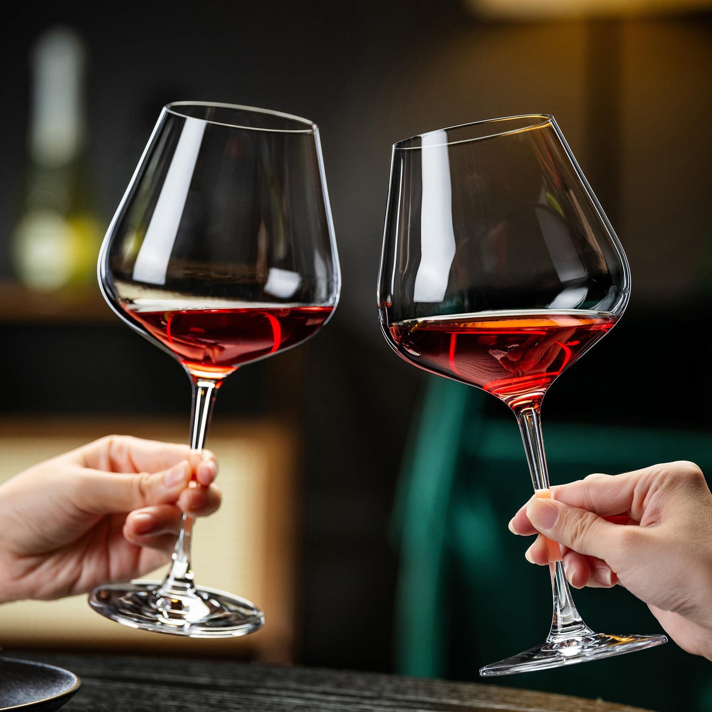 NORIMODA Wine Glasses Set of 4, 22oz Large Red Wine Glasses for Bordeaux & Burgundy, Lead-Free Glass with Stem, Gift for Him Her, Suitable for Home Bar, Hosting, Birthday, Wedding & Christmas