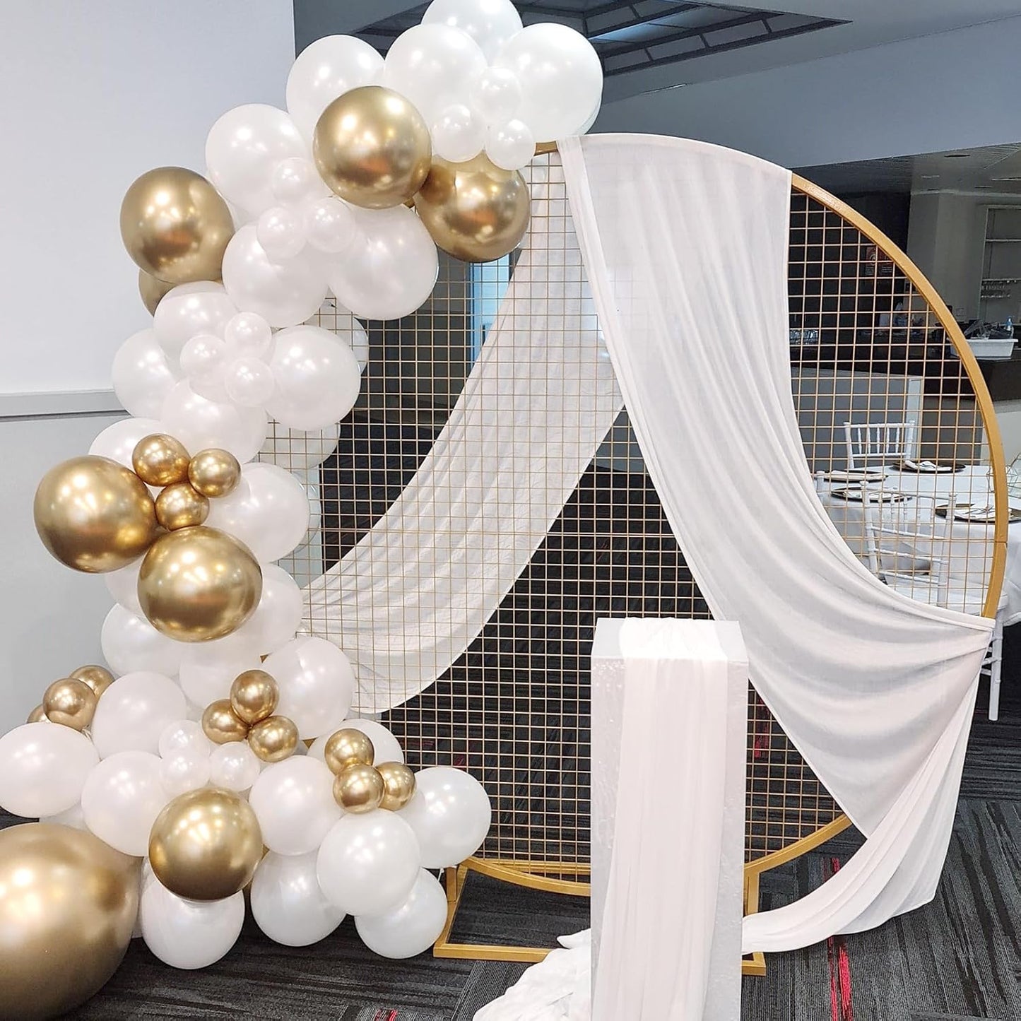 RUBFAC Pearl White Balloons - 120pcs 12-Inch White Latex Balloons for Parties & Weddings