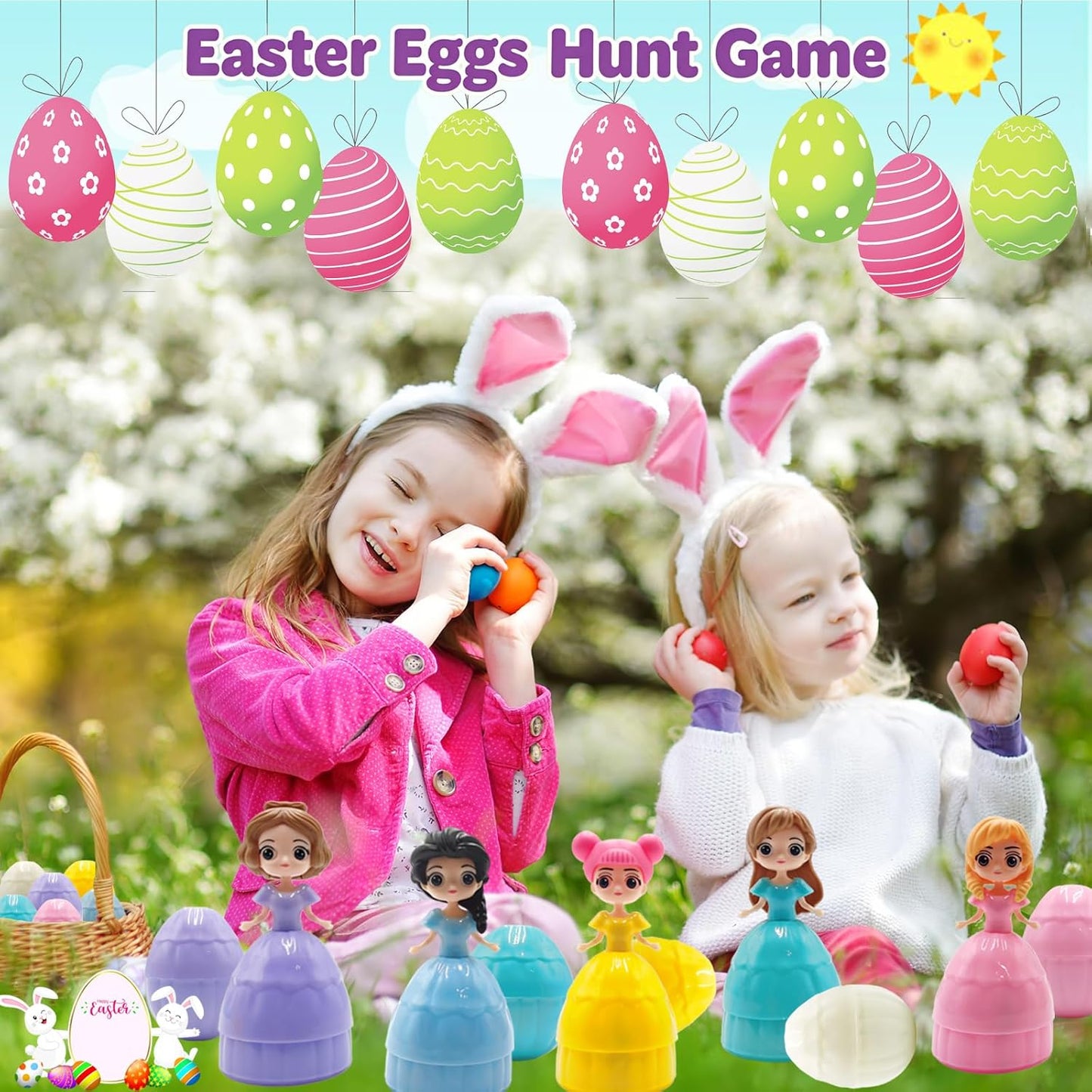 NICENINE Easter Eggs for Kids - 12 Piece Prefilled Princess Eggs | Perfect Goodie Bag Stuffers for Ages 3+