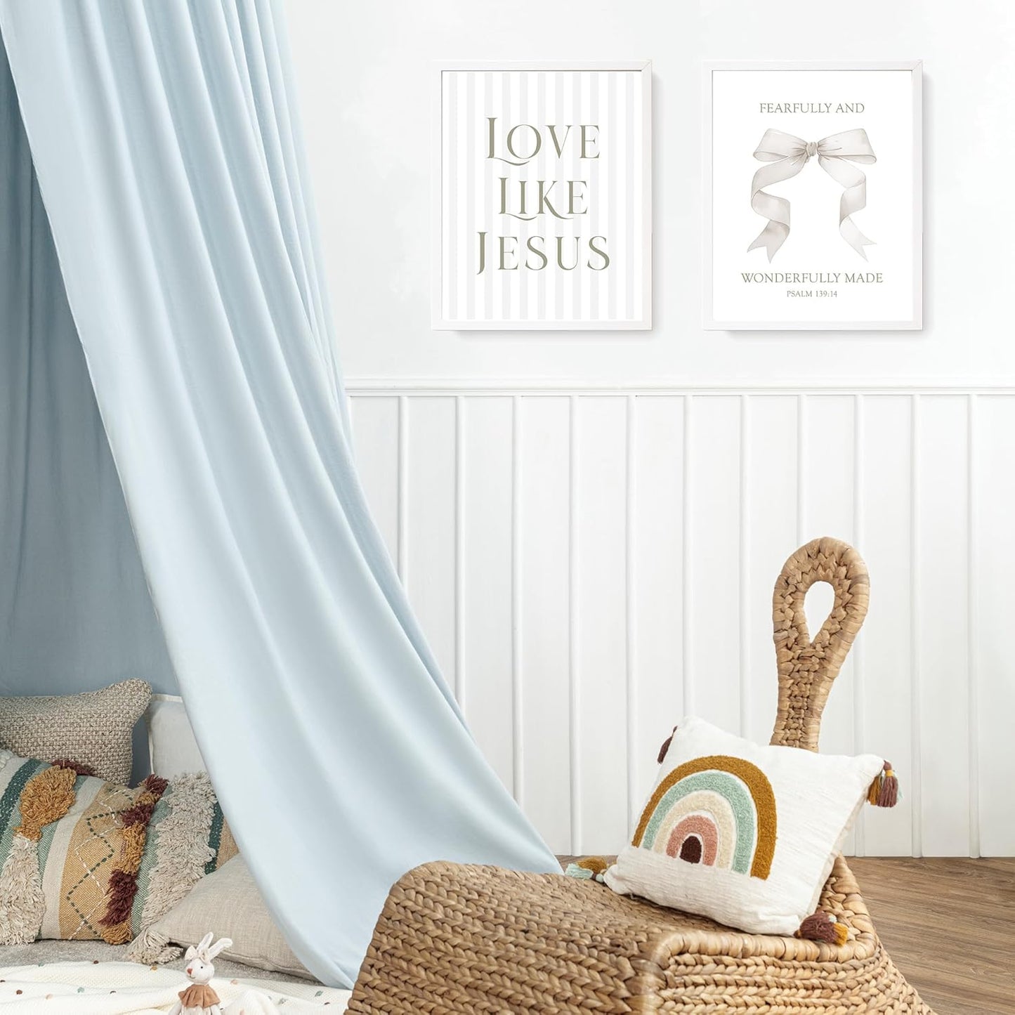 LARTSFRO Coquette Beige Bow Wall Art - Inspirational Christian Decor for Bedroom & Bathroom | Set of 4 Unframed 10x8 Inch Prints
