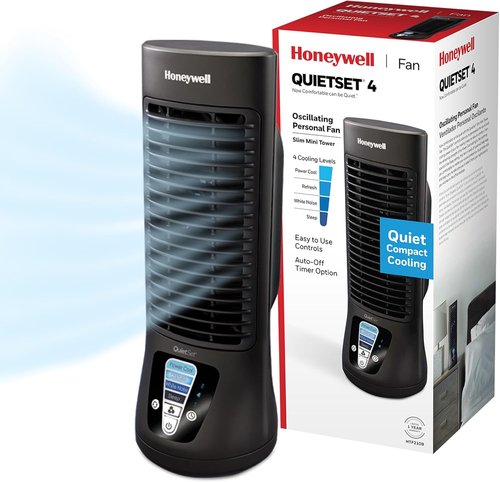 Honeywell QuietSet Personal Desk Fan - Oscillating Design with 4 Power Levels | Quiet Operation, Black