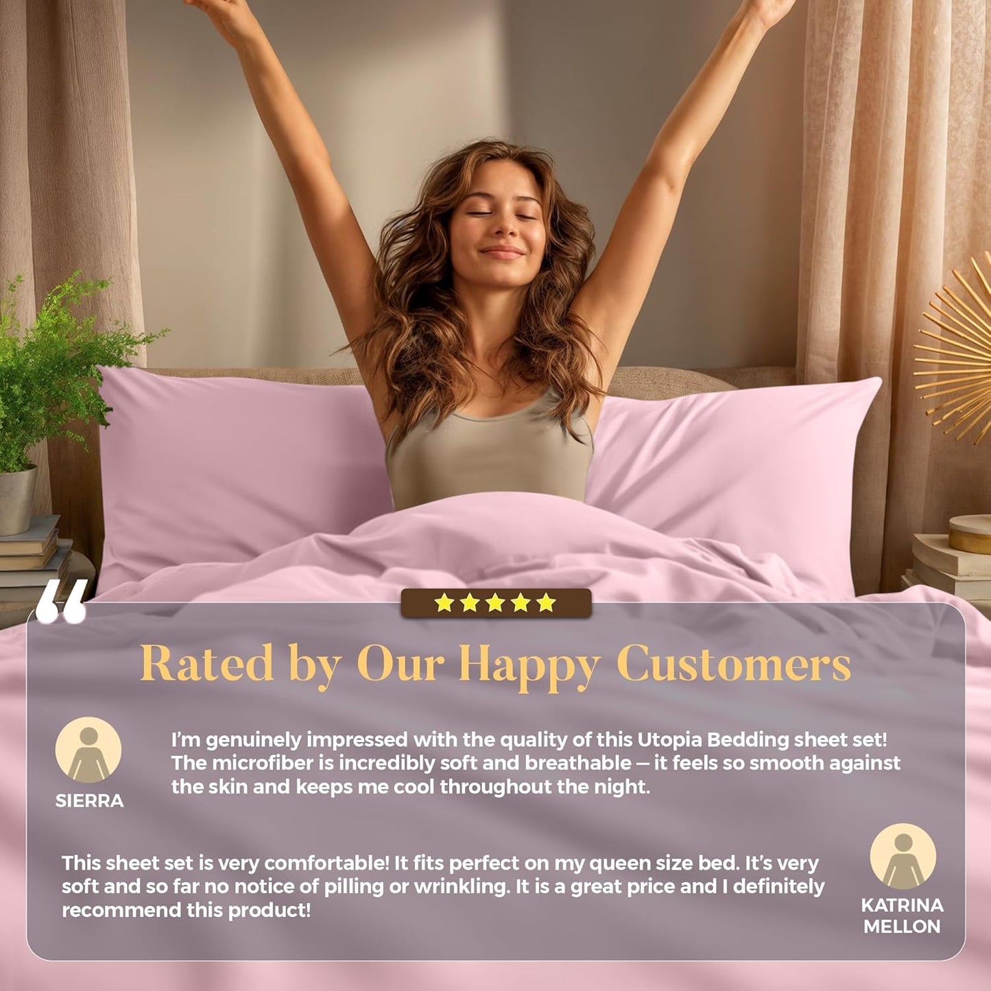 Utopia Bedding King Size Sheet Set - Soft, Breathable Microfiber, 4-Piece in Crystal Pink | Oeko Tex Certified