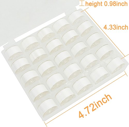 Brothread Prewound Bobbin Thread - 25pcs White 60S/2 (90WT) Plastic Size A SA156 for Embroidery & Sewing