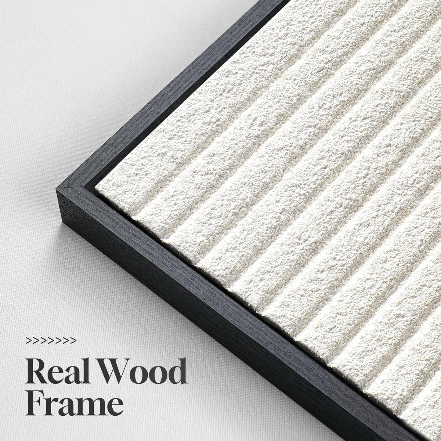 Large Framed 3D Textured Abstract Wall Art - Modern White Geometric Decor | 3-Piece Set for Living Room, Bedroom, Office (24x36 In)