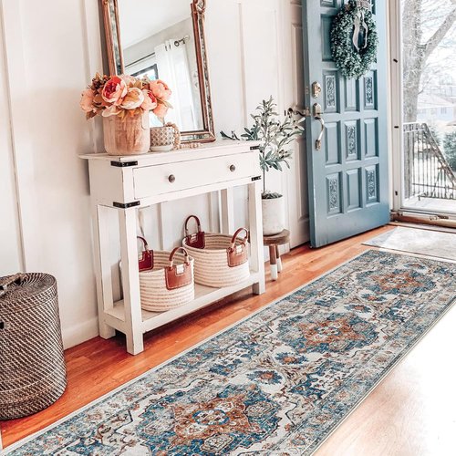 Hallway Washable Runner Rug - Vintage Soft Non-Slip 2x7 Entryway Carpet | Ideal for Kitchen, Bathroom & Living Room