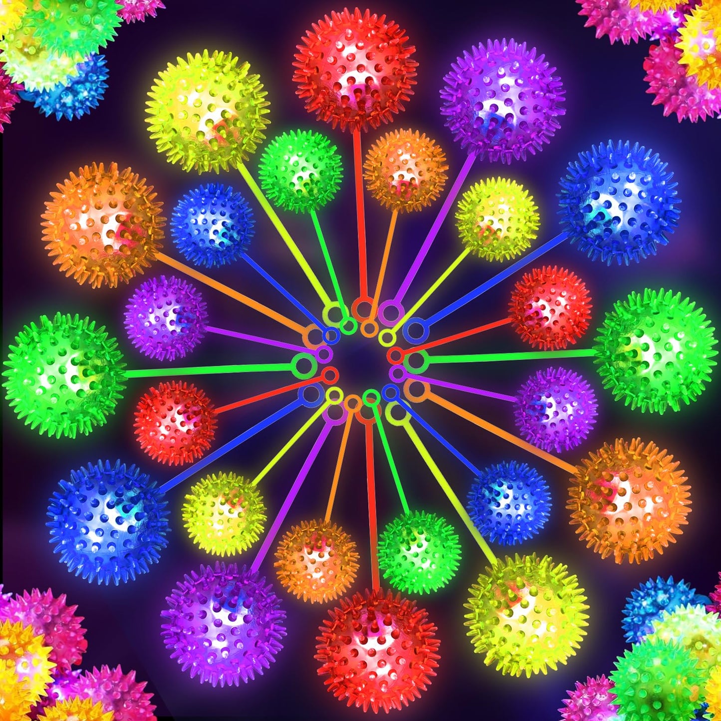 SHQDD 12 PCS Light up Ball, Bouncy Balls for Kids, Balls for Toddlers 1-3, 2.2inch Sensory Stress Ball, Flashing Squeaky for 4th of July Party Favors, Classroom Prizes, Prizes for Kids, Student Gifts