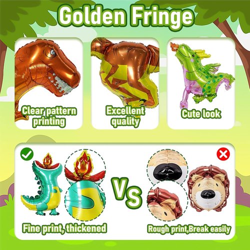 GoGoGoodie Dinosaur Birthday Party Decorations - 121 Pcs Dino Theme Foil Balloons for Kids