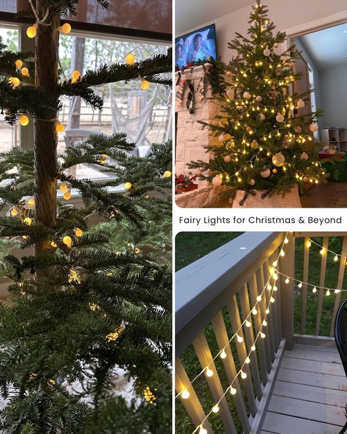 Globe String Lights - 43 Ft 100 LED Fairy Lights with Remote & Timer | Connectable Twinkle Lights for Indoor/Outdoor Decor - Warm White