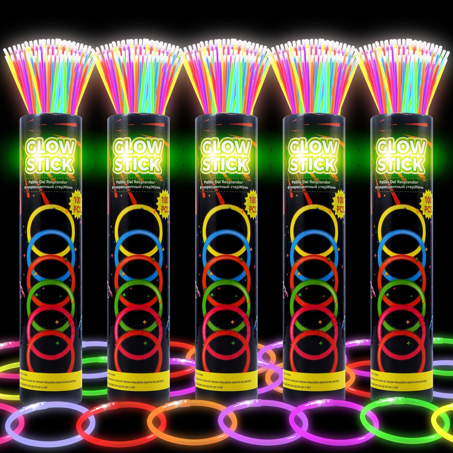 JSronms 500 Ultra Bright Glow sticks,8" Glow Sticks Bulk,Glow Sticks For Kids Bulk Party Pack,Glow in The Dark Party Supplies,Glowsticks Party Favors with Bracelets and Necklaces