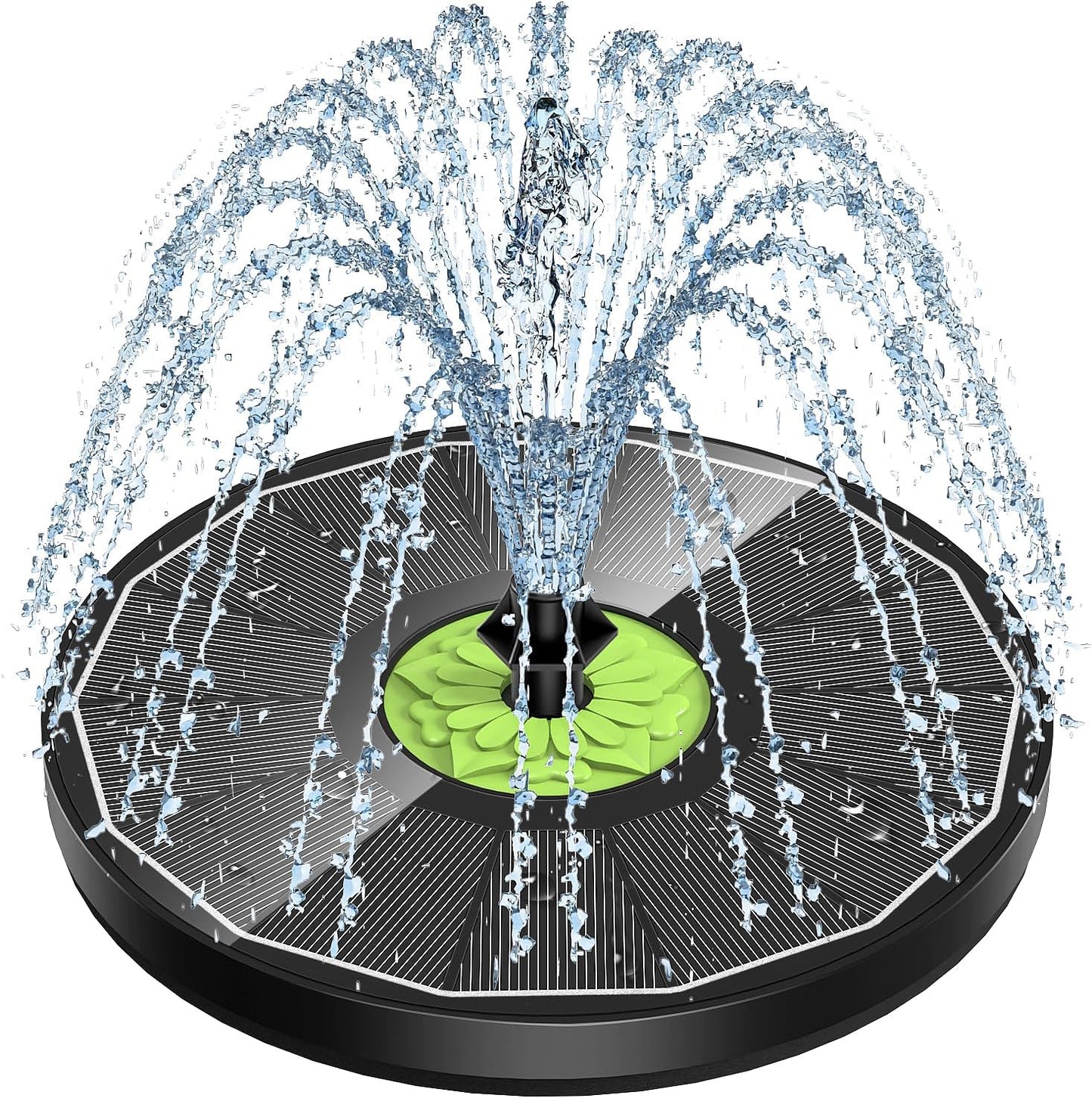 SZMP Solar Fountain - Upgraded 3.5W Full Glass Panel Pump with 7 Nozzles for Bird Bath & Garden Decor - Black