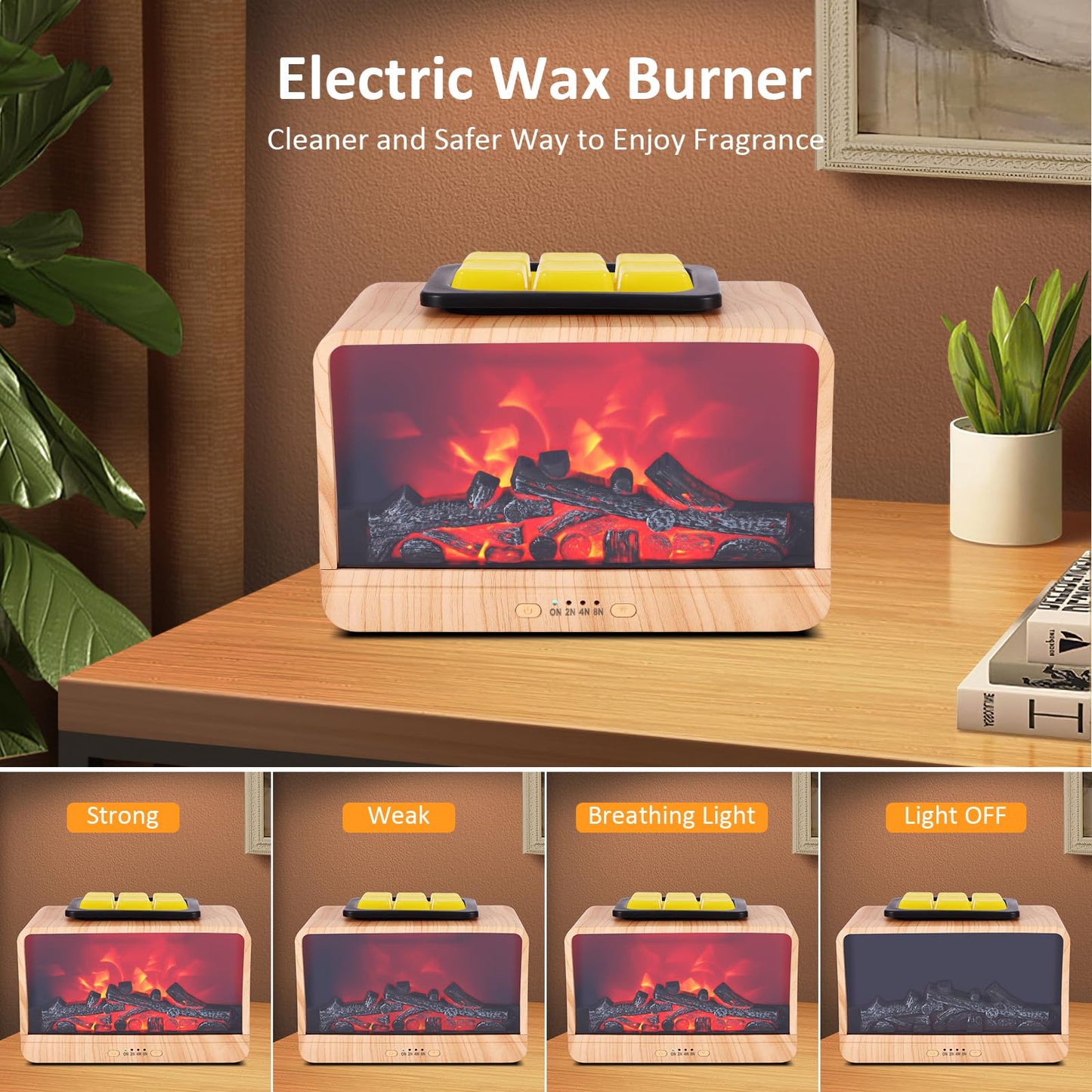 Wax Melt Warmer, Dynamic Flame Fireplace Wax Warmer Wax Melter for Scented Wax with Timer Electric Candle Wax Warmer, Wax Burner Christmas Candle Warmer for Home Bedroom Bathroom Office Decor & Gift