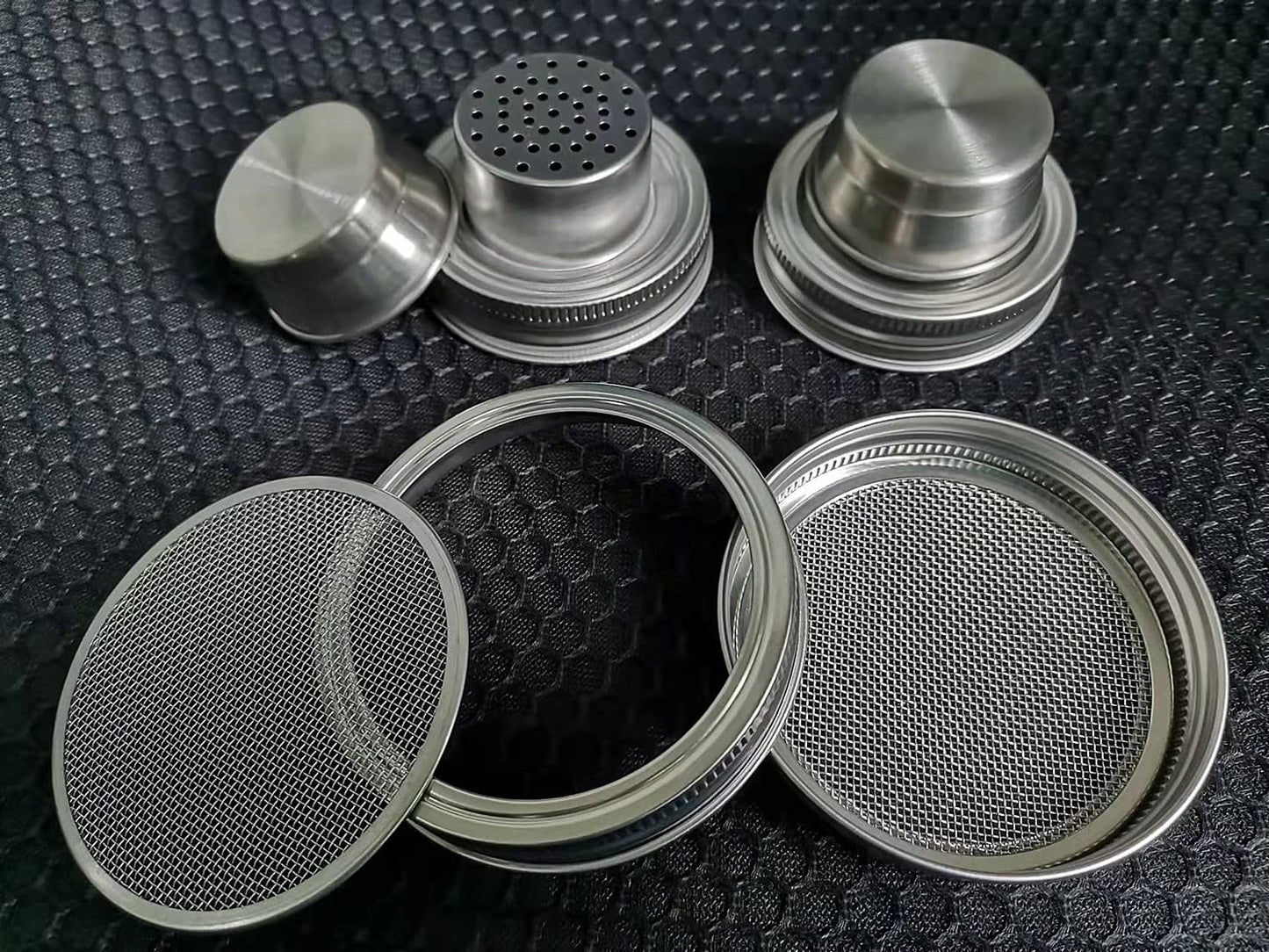 Mason Jar Shaker Lid 316 Stainless Steel Wide Mouth Mason Jar Sprouting Mesh Strainer Lids Kits for Mason Jars Canning Lid 4 Pack Silver