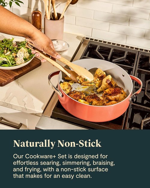 Caraway Cookware | Specialty Cookware Set - Petite Cooker, Stir Fry Pan, Rondeau & Stock Pot - Black with 3 Lids & Organizer