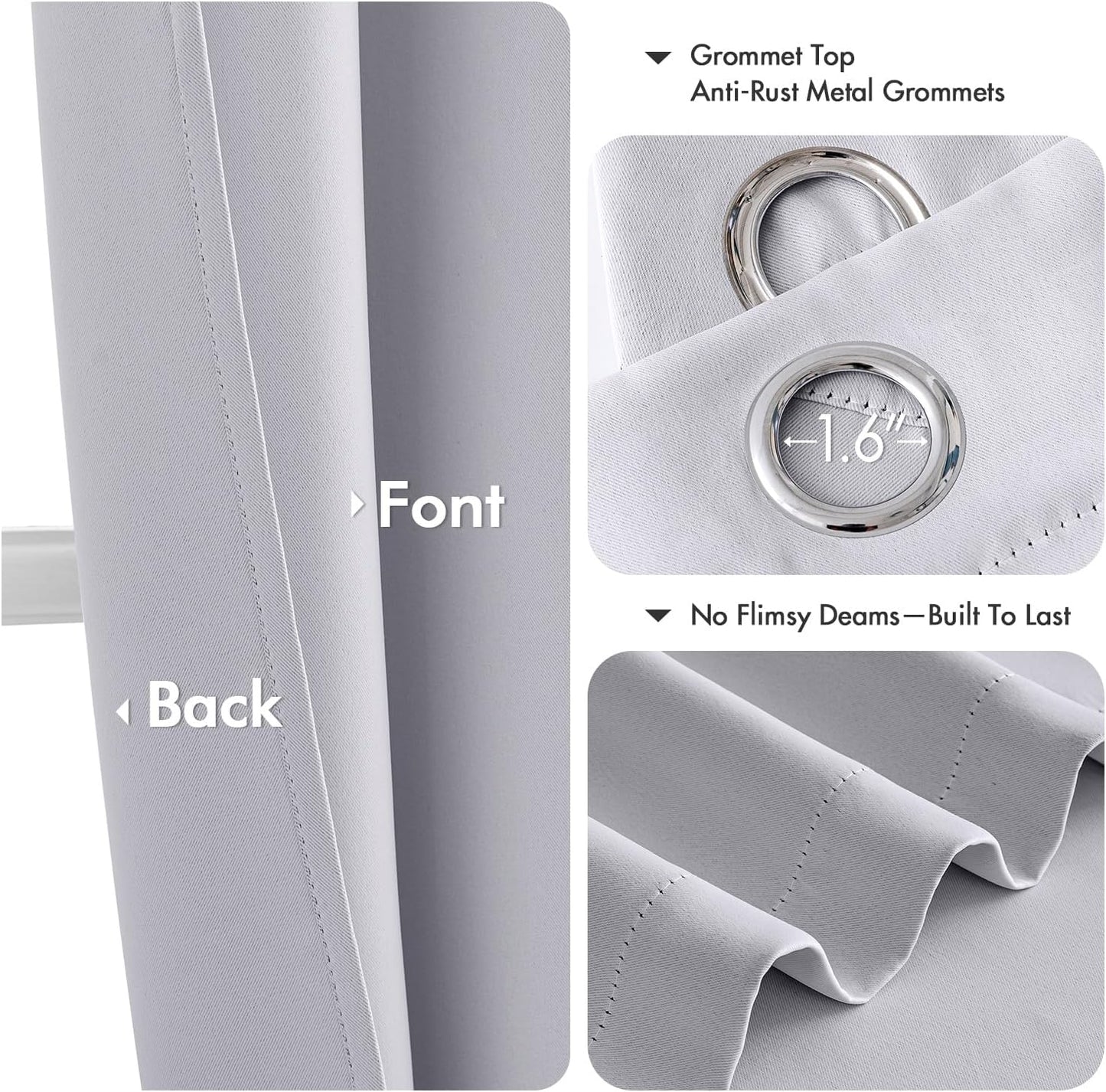MIULEE Blackout Curtains - Thermal Insulated Room Darkening Drapes | 84-Inch Grommet Panels in Greyish White