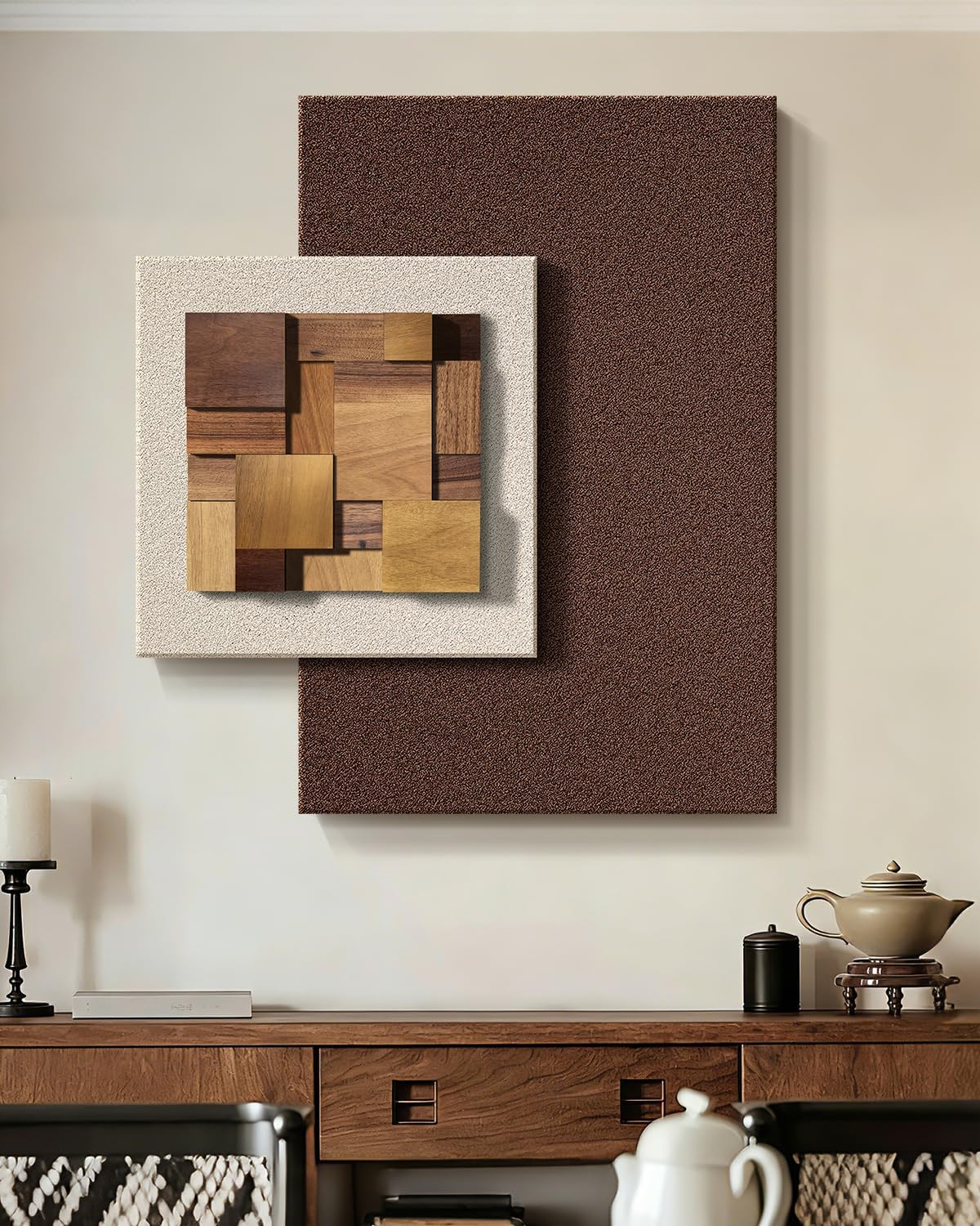 Azartslr 3D Abstract Textured Wall Art - Modern Brown Beige Sandstone Decor for Living Room & Bedroom