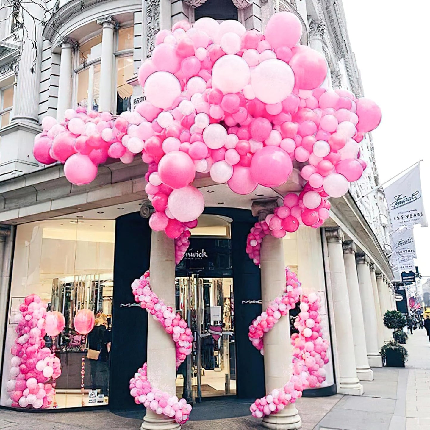 PartyWoo Pink Balloon Arch Kit - 127 Pcs Matte Pink Balloons in Various Sizes for Baby Showers & Parties
