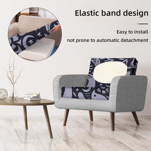 BIETYONE 8Pcs Stretch Patio Cushion Covers - Washable Outdoor Sofa Slipcovers in Grey Pigeon