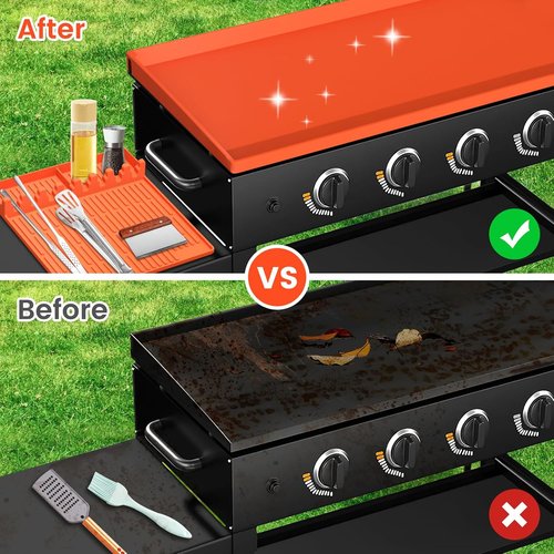 Blackstone Silicone Griddle Cover - Full-Edge 36" with 16" Spatula Mat | Premium Food-Grade Protection