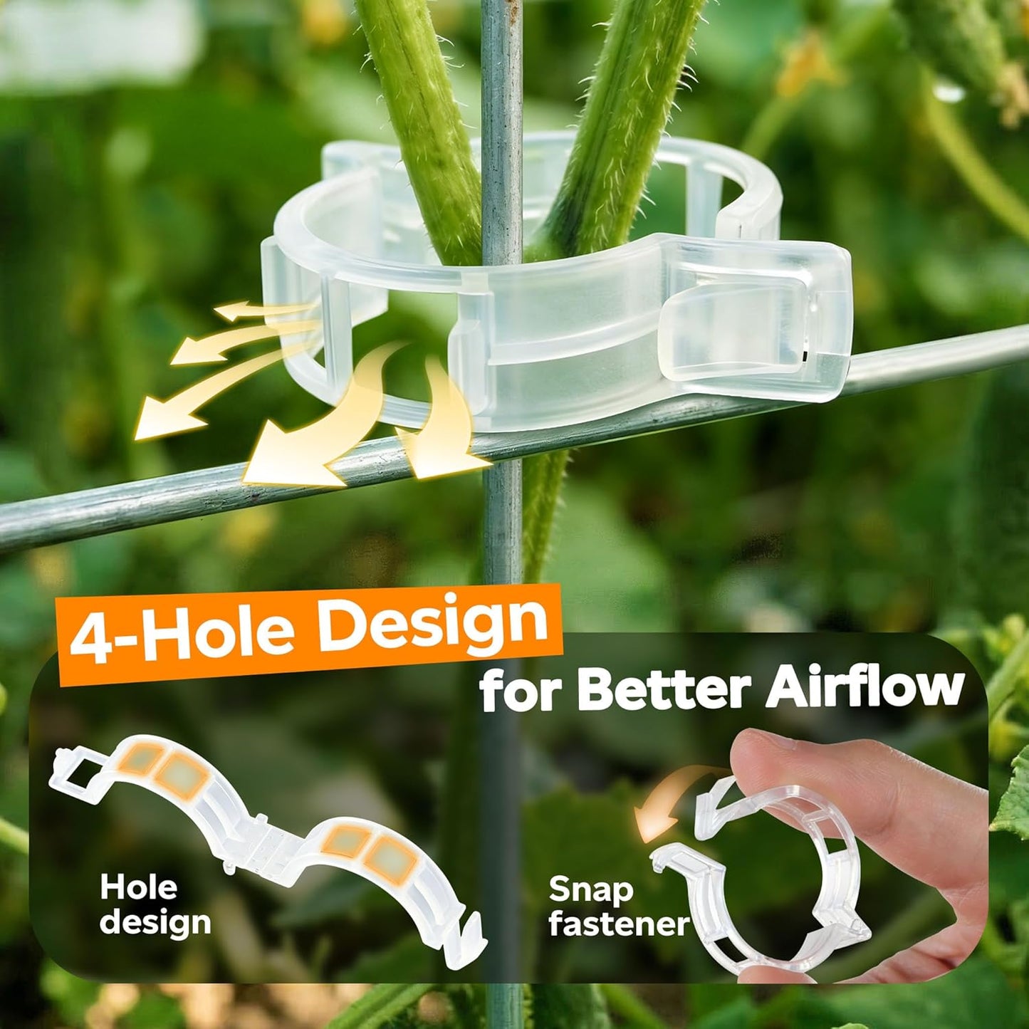 Skiennix 100pcs Tomato Clips - Reusable Plastic Trellis Support for Healthy Climbing Plants