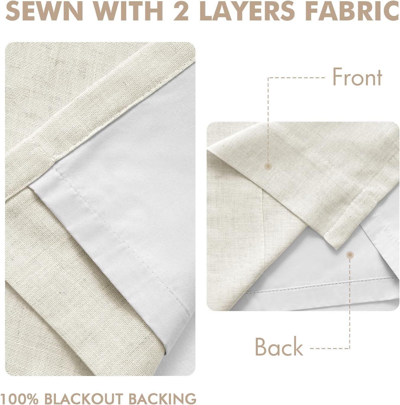 MIULEE 100% Blackout Linen Curtains - Natural Pinch Pleated Design | 84-Inch Long, Room Darkening Drapes (2 Panels)