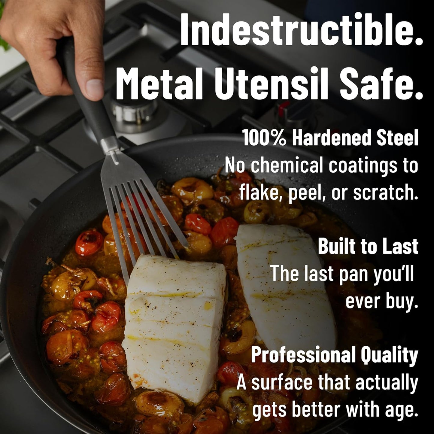 Misen Carbon Nonstick™ Skillet - High Heat Ready Nitrided Carbon Steel - 8 Inch Induction & Oven Safe