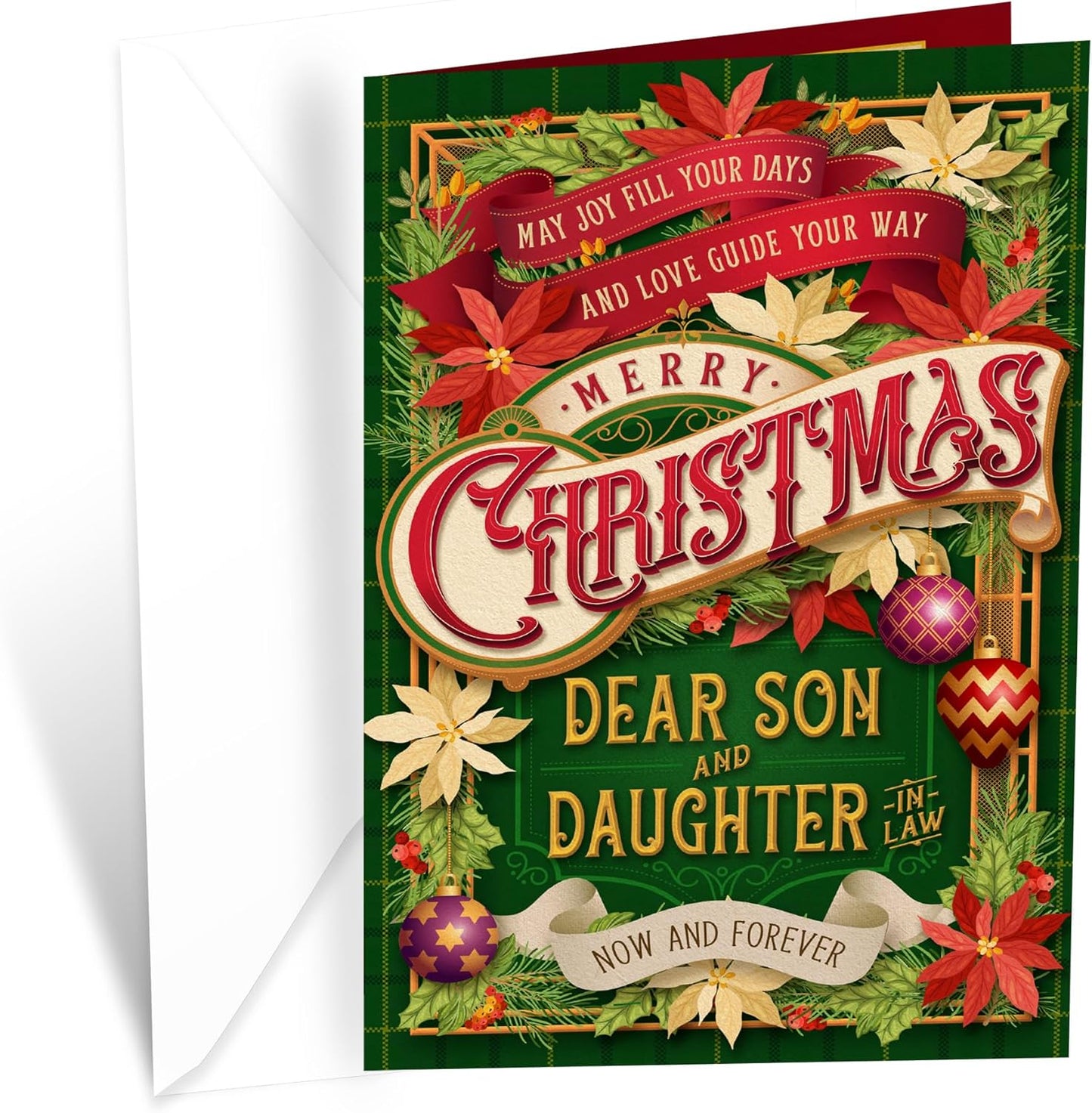 Prime Greetings Christmas Card for Son and Daughter-In-Law | Eco-Friendly Thick Card Stock, 5in x 7.75in