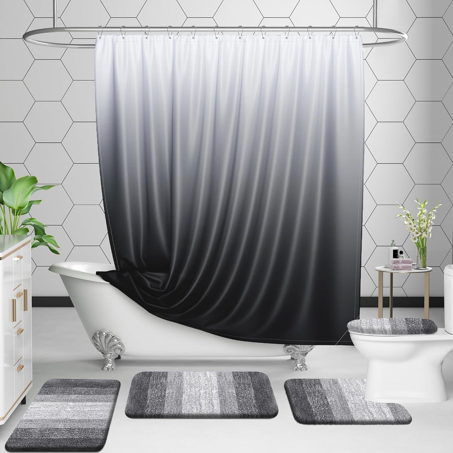 OLANLY Luxury Toilet Rugs - Extra Soft Microfiber U-Shaped Bath Mat 24x20 | Non-Slip & Machine Washable, Grey