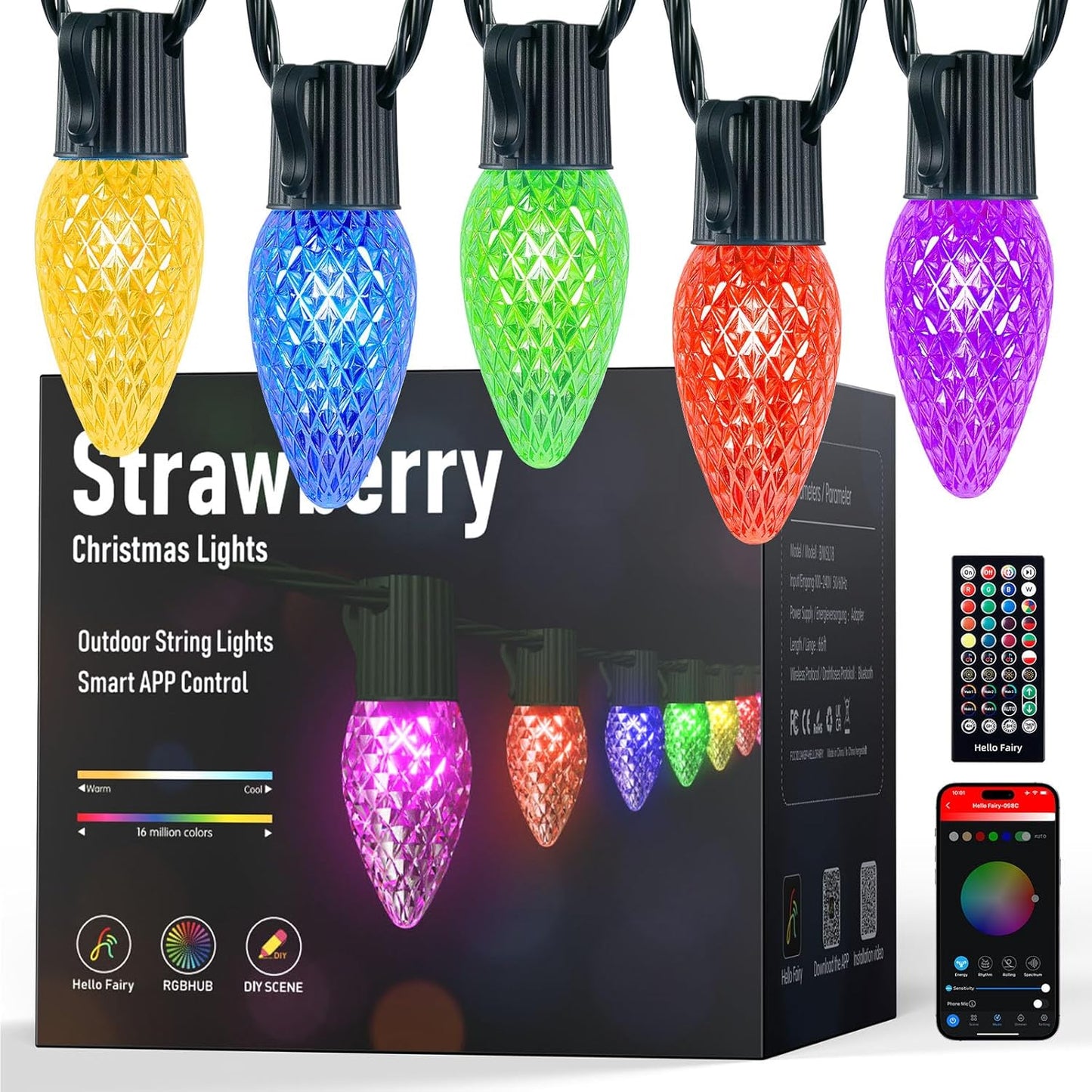 Minetom Smart C9 Christmas Lights - 100 LED Color Changing Fairy Lights | App Control & Music Sync, 99FT