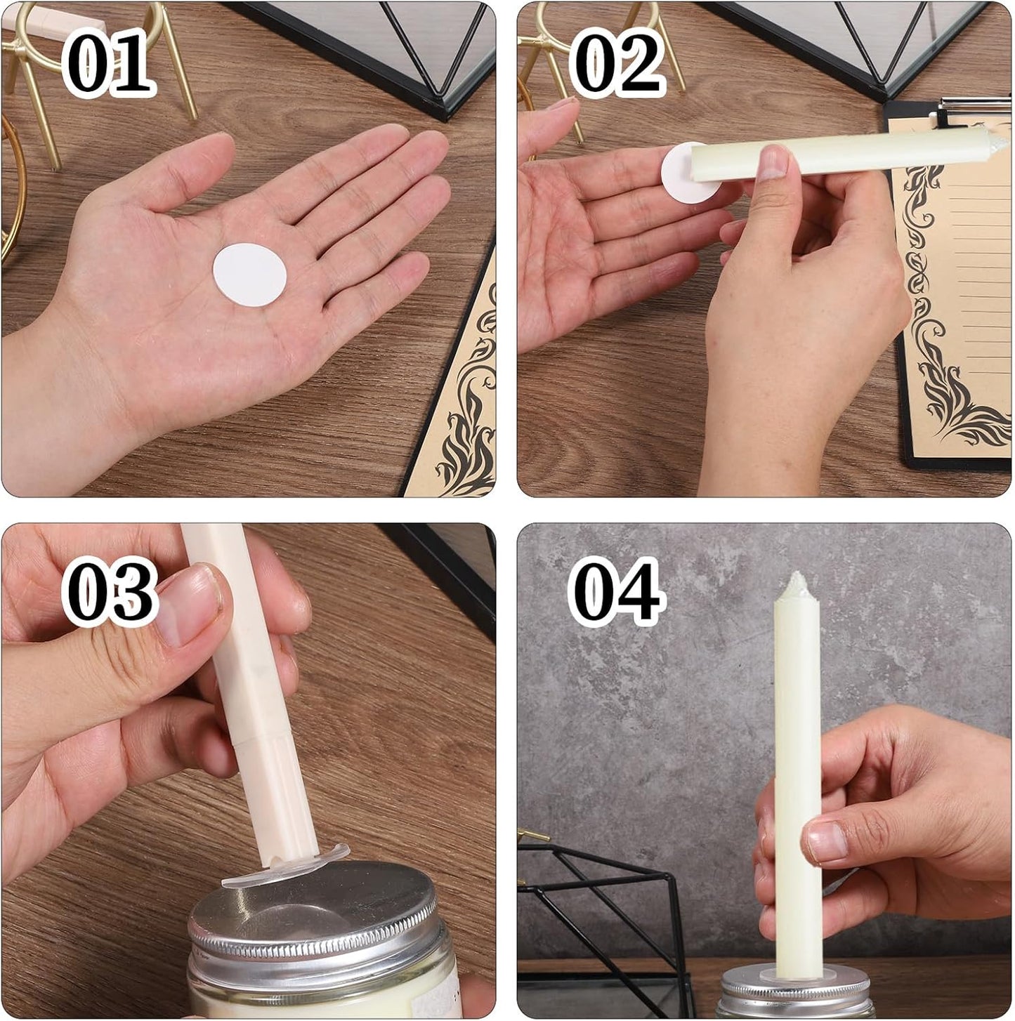 Skiennix Candle Adhesive | 72Pcs Stay Put Sticky Dots for Taper Candles Holders - White