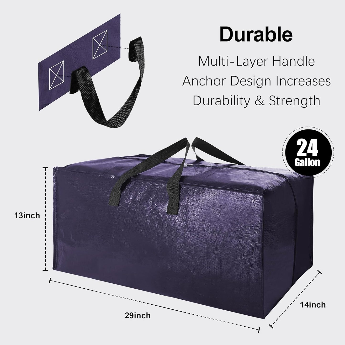 VELVETSURE Heavy Duty Extra Large Moving Bags - Durable Storage Totes with Backpack Straps & Strong Zippers | Set of 6, Blue