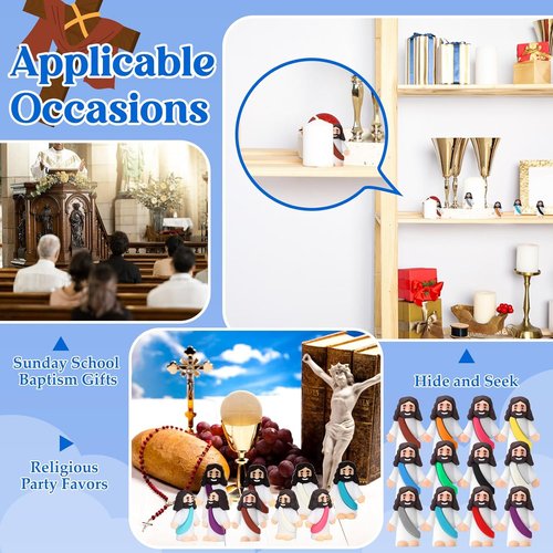 Bememo 12 Pcs Little Jesus Love You Figures - Vibrant Rubber Easter Party Favors for Baptism & Sunday School