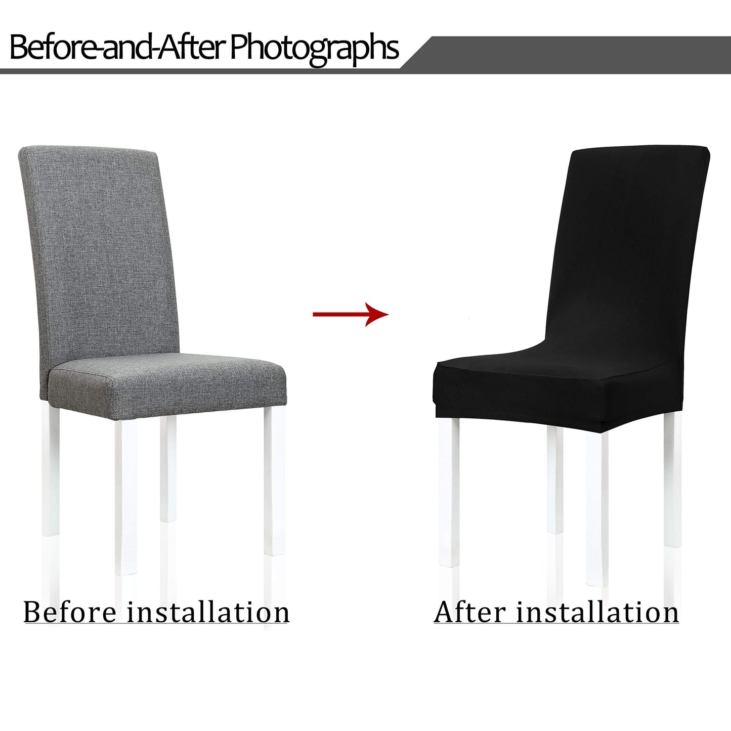 Obstal Black Stretch Spandex Dining Room Chair Covers ?Set of 4 Universal Removable Washable Chair Seat Slipcovers Protector for Kitchen, Ceremony, Wedding, Banquet, Hotel and Party