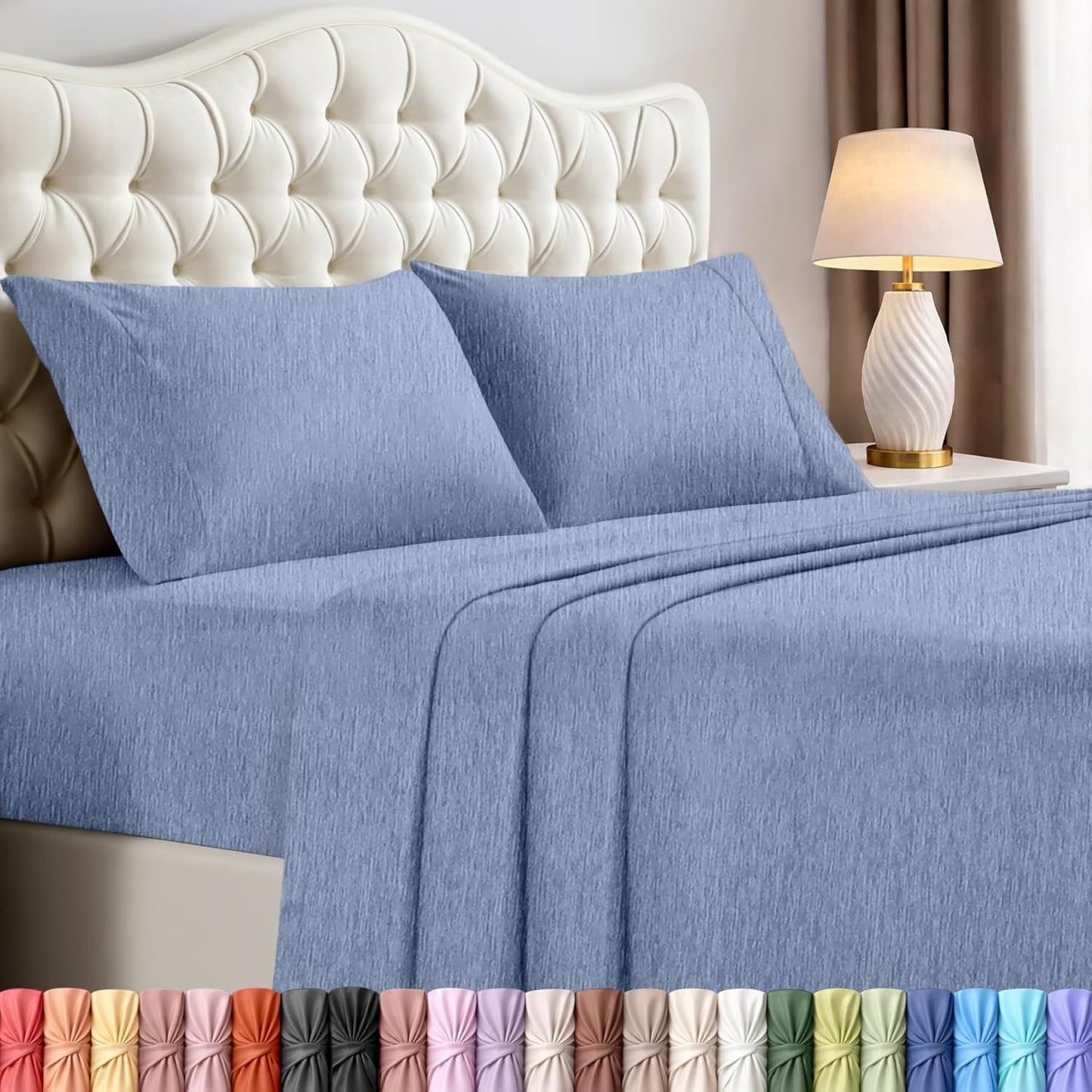 Utopia Bedding California King Sheet Set - Soft, Breathable Microfiber, 4-Piece in Heather Navy