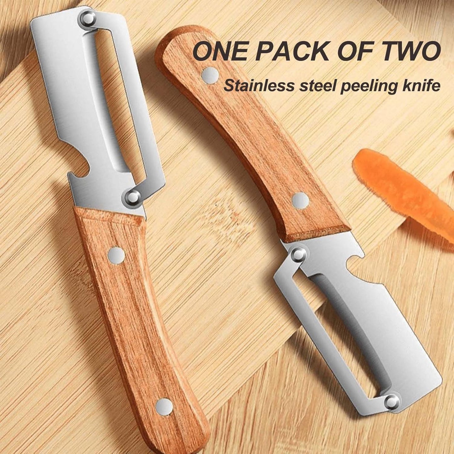 Skiennix Premium Vegetable Peeler - Multi-Functional Kitchen Tool with Wooden Handle & Stainless Steel Blade | 2PCS Set