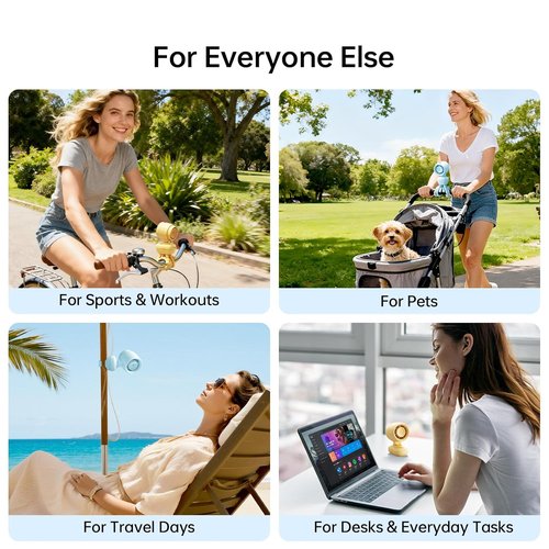 JISULIFE Handheld Mini Fan - Portable Baby Stroller Fan for On-the-Go Cooling | 4-Inch Size