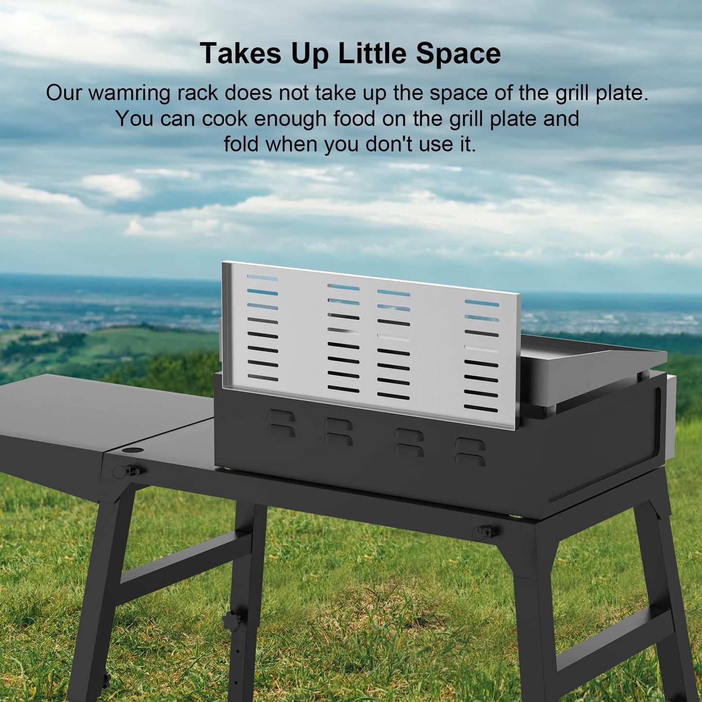 Universal Grill Foldable Warming Rack/Shelf for Blackstone 17'' 22'' 28'' 36'', Pit Boss,Camp Chef and Most Flat Top/Table Top Griddle Grill,Stainless Steel BBQ Shelf Replacement Parts,2 Pack