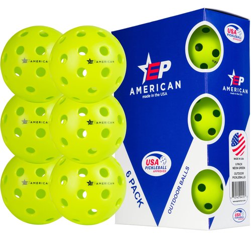 EPAMERICAN Outdoor Pickleballs USAPA Approved — Pickle Balls for Outdoor Play | No Dead Spots, Consistent Bounce | Injection Molded Pickleball Balls Made in USA | 6-Pack