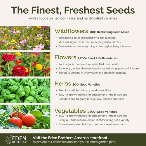 Eden Brothers Wildflower Mixed Seeds - Attract Pollinators | 1/4 lb, 120,000+ Seeds, Plant in Spring or Fall