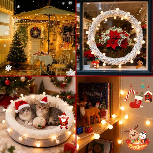 33FT 100LED Christmas Lights Indoor, Globe String Lights for Bedroom 8 Modes with Remote, Outdoor Hanging Fairy Lights for Room Wedding Garden Christmas Tree Party Decor, Warm White