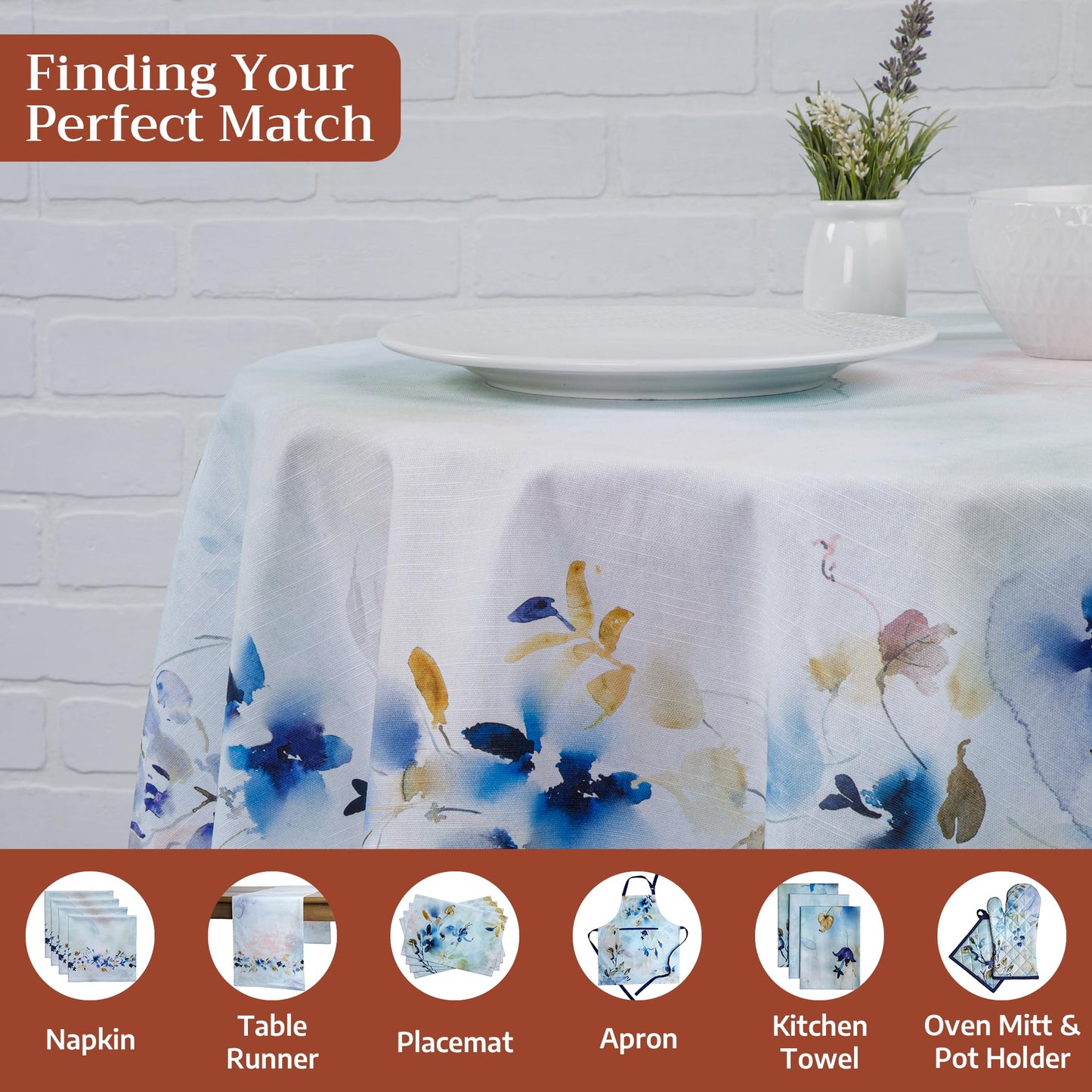 Maison d' Hermine Table Cloth Round Table 100% Cotton 69 Round Inches Tablecloth Reusable Decorative for Dining Kitchen Room Farmhouse Home Gifts for Mothers Day Spring Summer - Lazy Summer Days