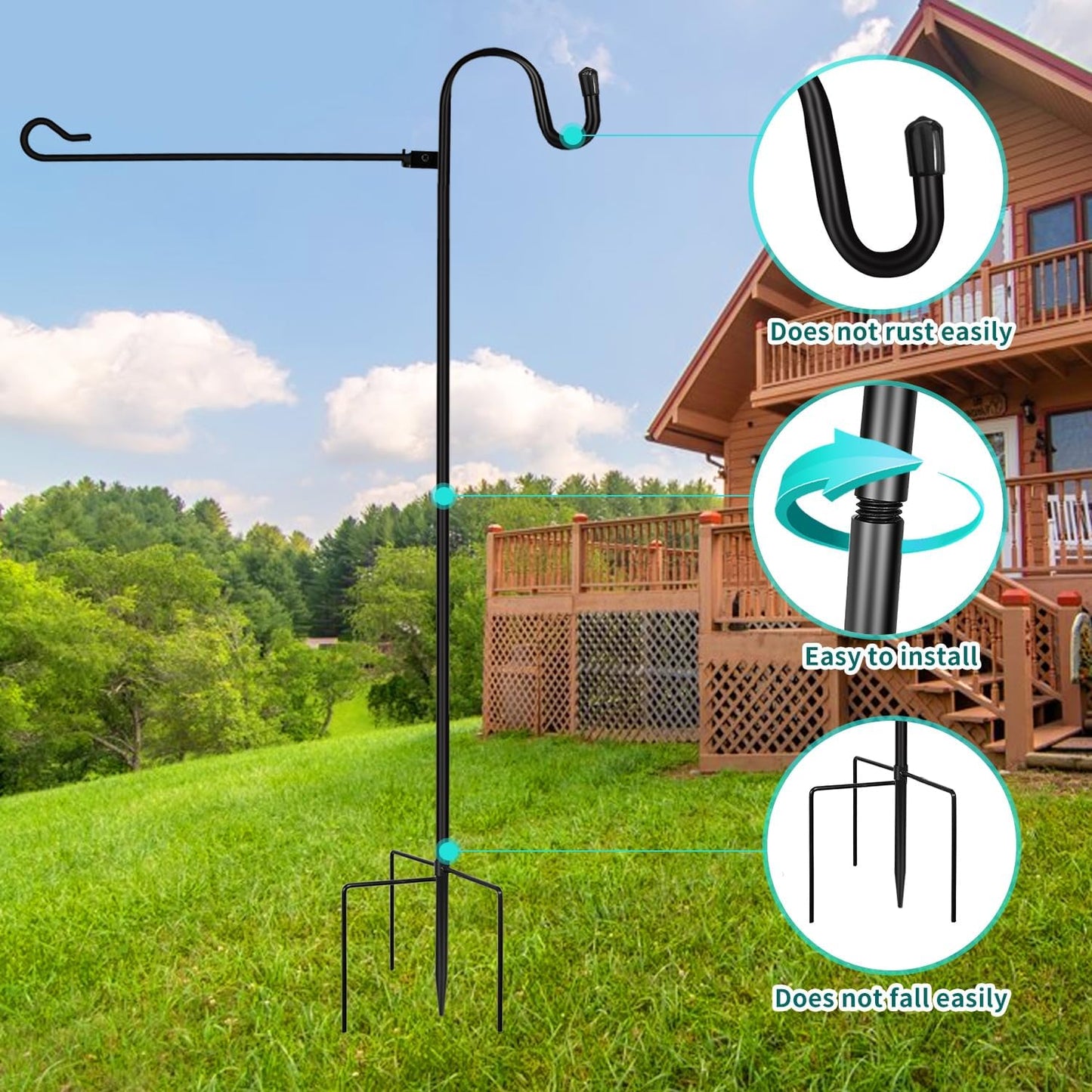 JOYSEUS Garden Flag Holder Stand - 36-Inch Heavy Duty Shepherd Hook, Rust Resistant Design for Yard Flags