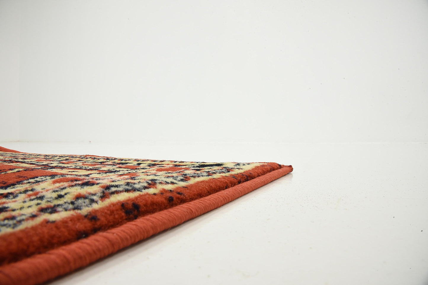 Unique Loom Taftan Collection Border Geometric Tribal Inspired Design Area Rug, 2 ft 7 in x 10 ft, Terracotta/Ivory