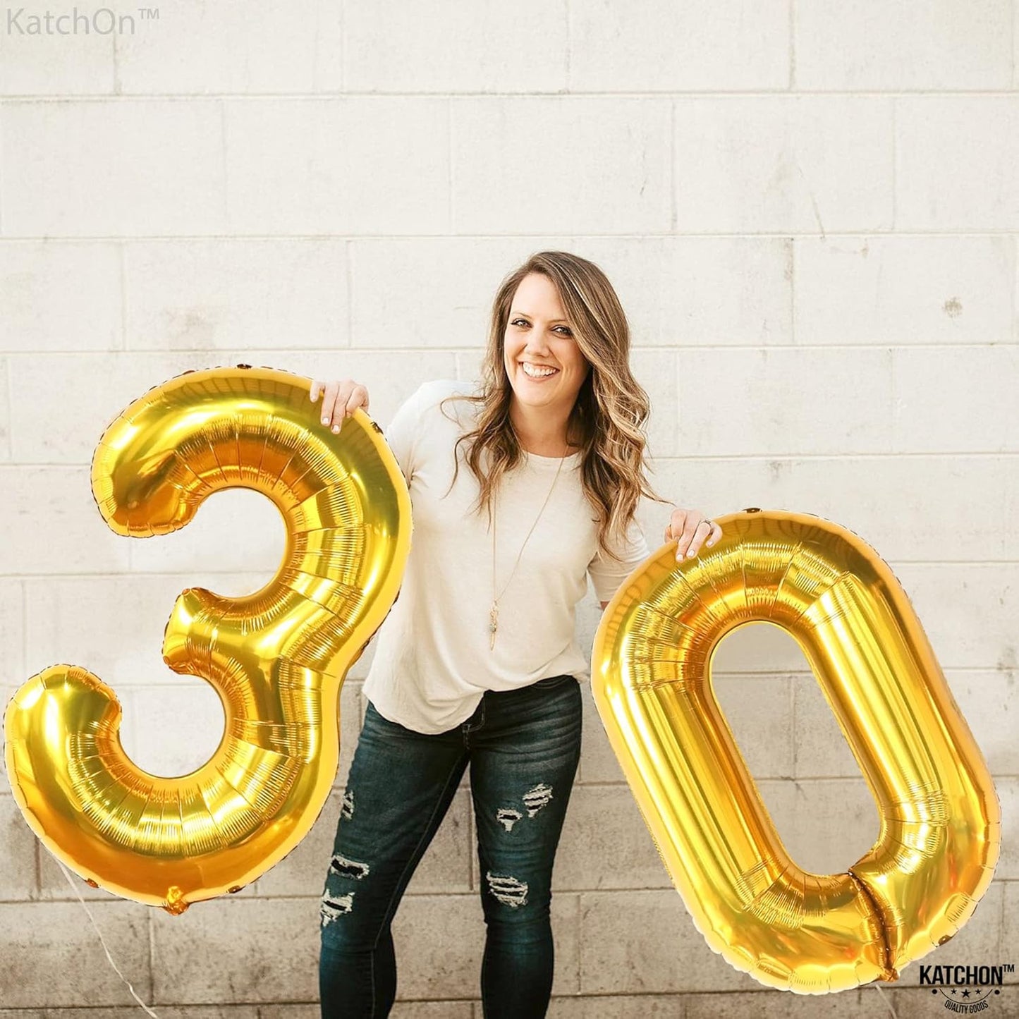 Katchon Gold 30 Balloon Numbers - 40 Inch | Stunning 30th Birthday Decorations for Him & Her