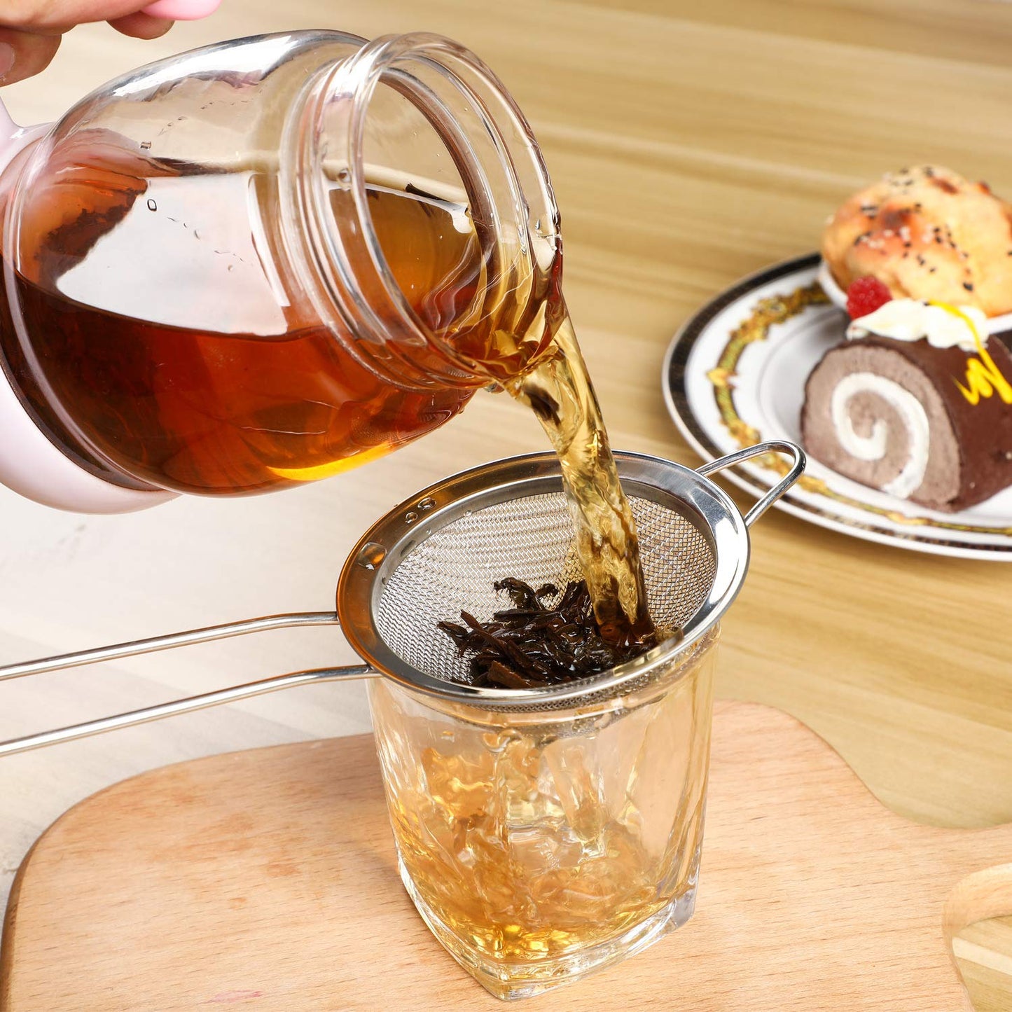 Patelai 3 Pieces Tea Strainers Cocktail Strainer Stainless Steel Fine Mesh Strainer Colander Conical Food Loose Tea Filter Practical Bar Colander Tool